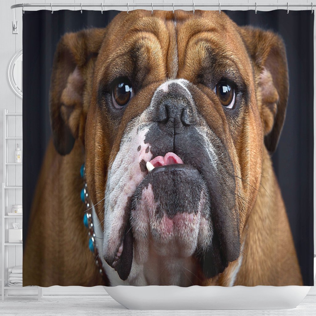 Bulldog Lovers Shower Curtain-DogsTailCircle