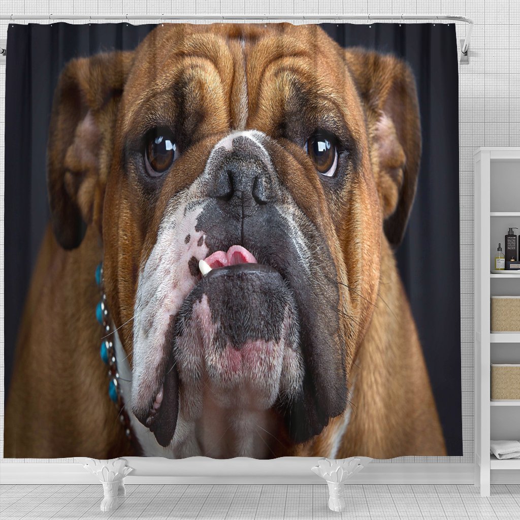 Bulldog Lovers Shower Curtain-DogsTailCircle