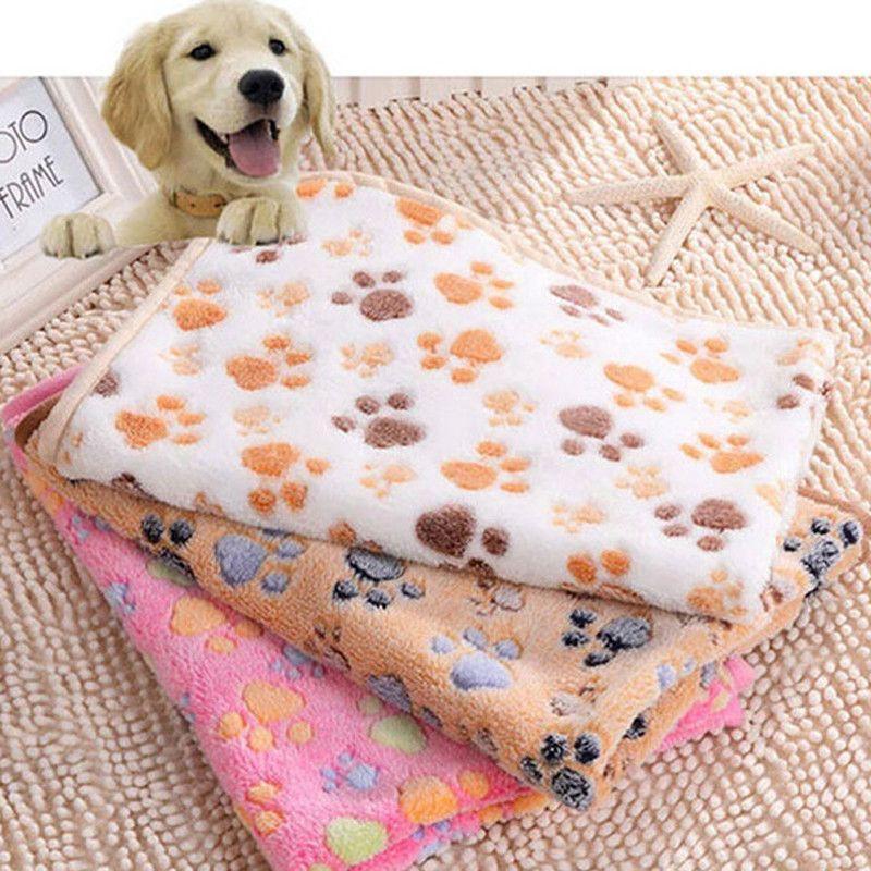 Soft Paw Print Fleece Blanket For Small Dog or Puppy Dogs Tail