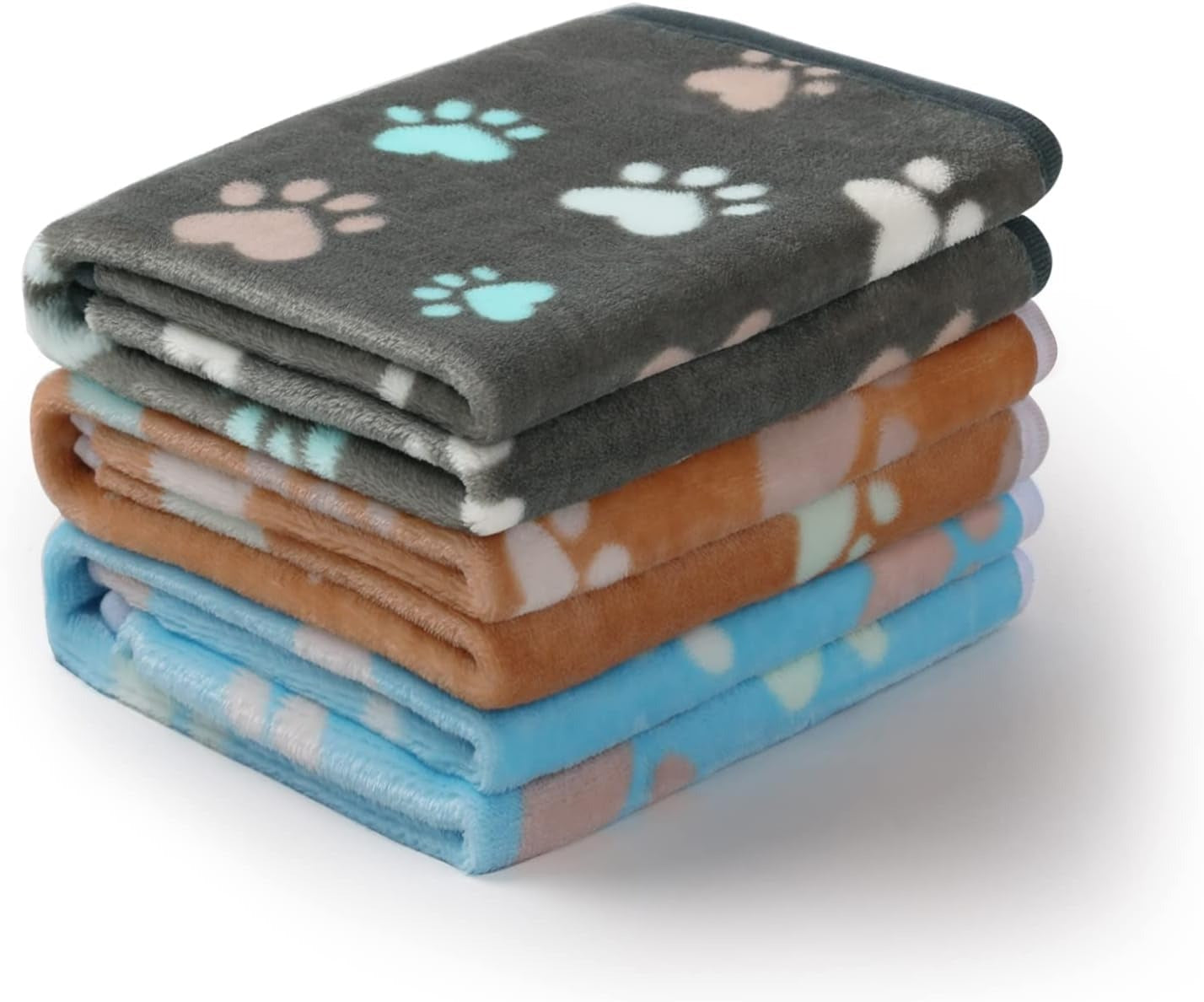 3 Super Soft Fluffy Fleece Blankets with Paw print-DogsTailCircle