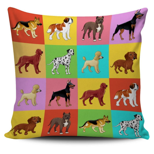 16 Dog Breeds Pillow Cover-DogsTailCircle