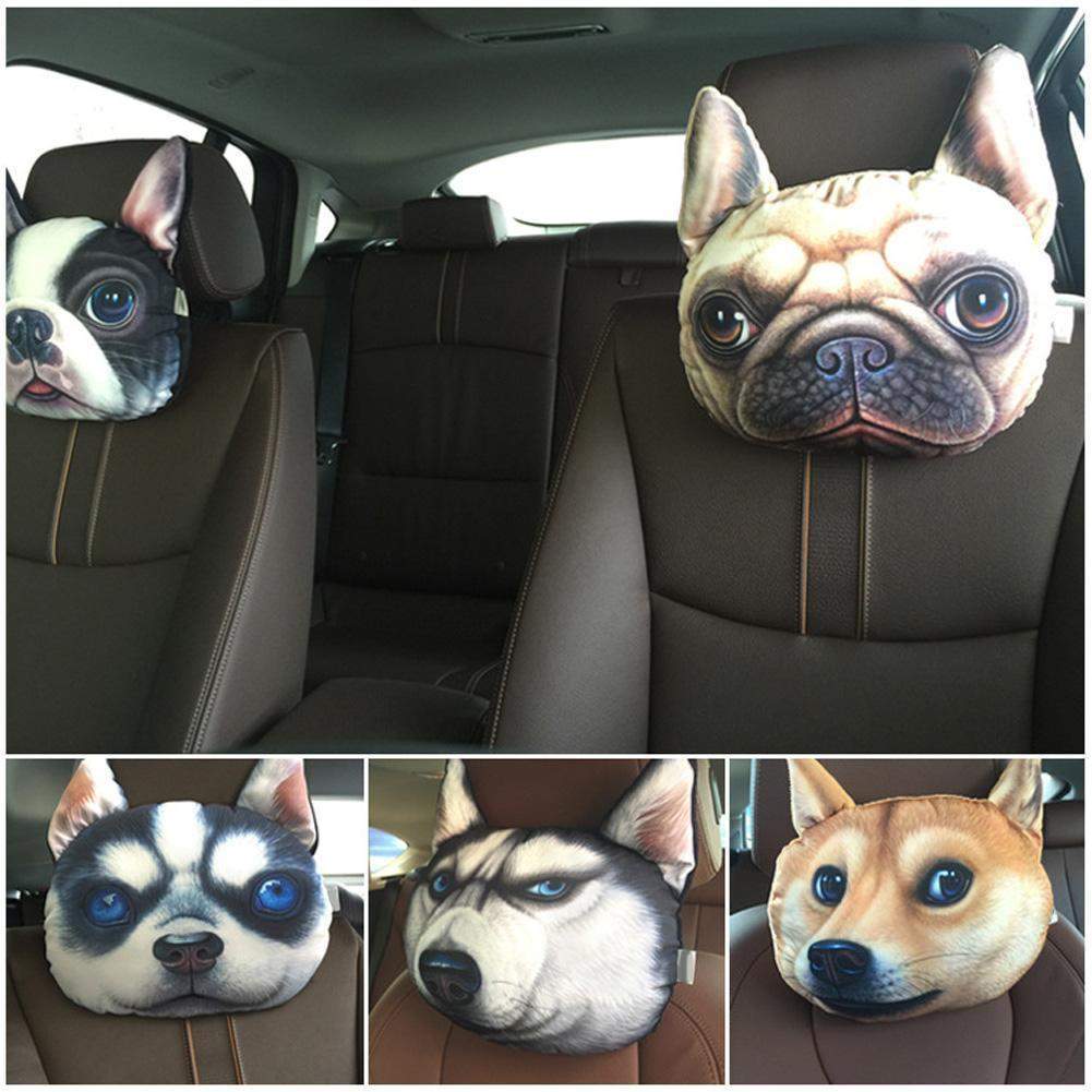 3D Printed Dog Face Car Headrest Pillow-DogsTailCircle