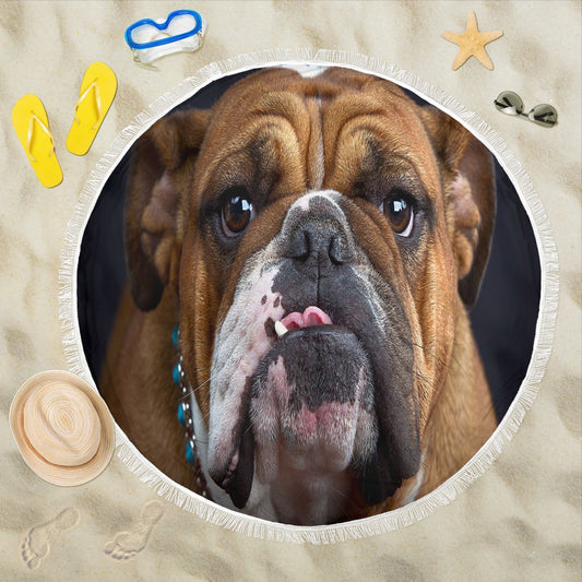 Bulldog Lovers Beach Blanket-DogsTailCircle