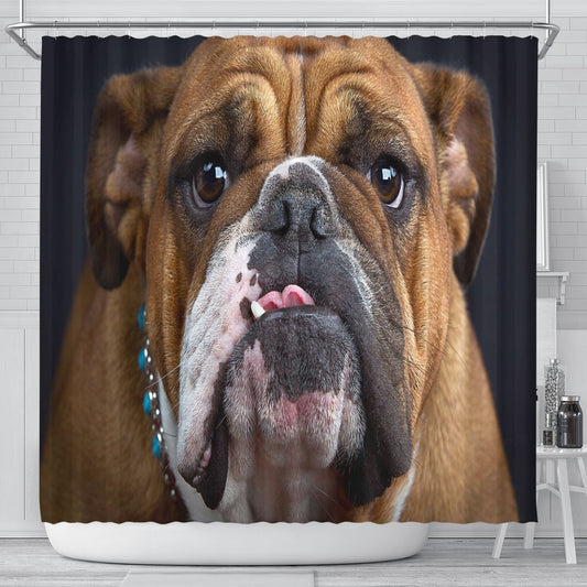 Bulldog Lovers Shower Curtain-DogsTailCircle
