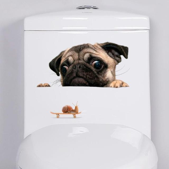 Funny Dog Wall Bathroom Vinyl Decals-DogsTailCircle