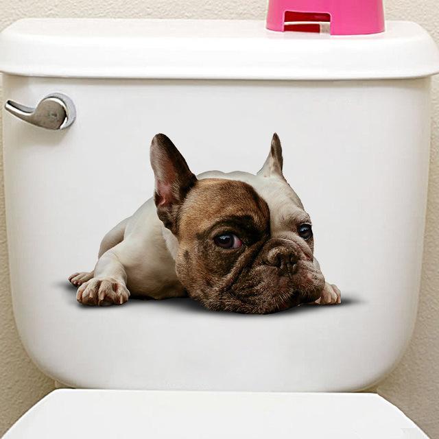 Funny Dog Wall Bathroom Vinyl Decals-DogsTailCircle