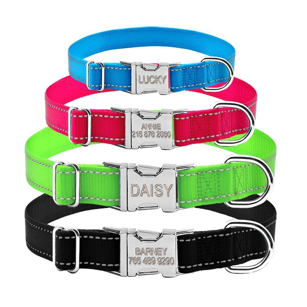 Personalized Engraved Reflective Dog Collar-DogsTailCircle
