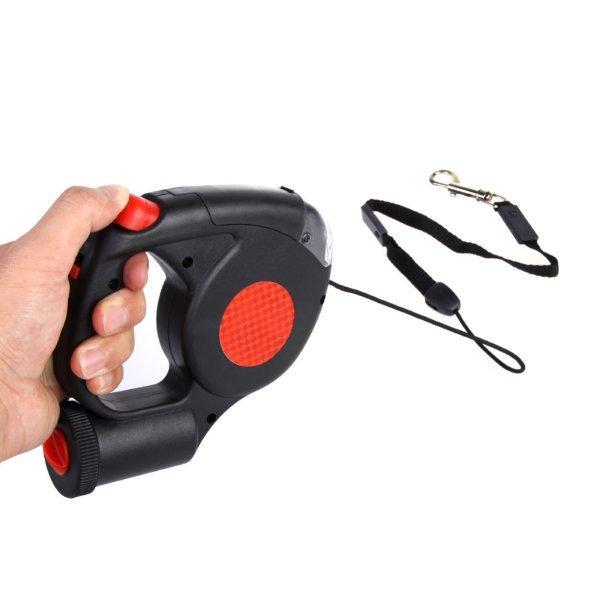 Retractable Dog Leash With LED Light Dog Waste Dispenser-DogsTailCircle
