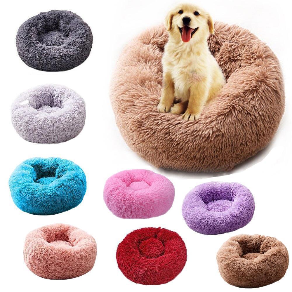 Super Soft Plush Dog Bed - Round Washable-DogsTailCircle
