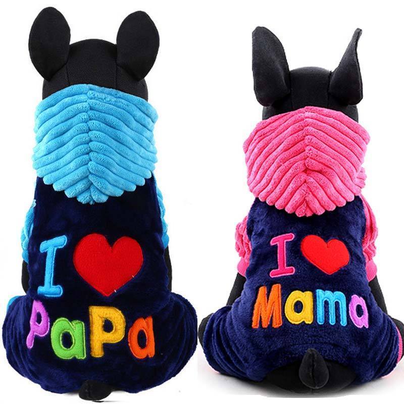 Warm 'I Love Papa And Mama' Dog Winter jacket-DogsTailCircle