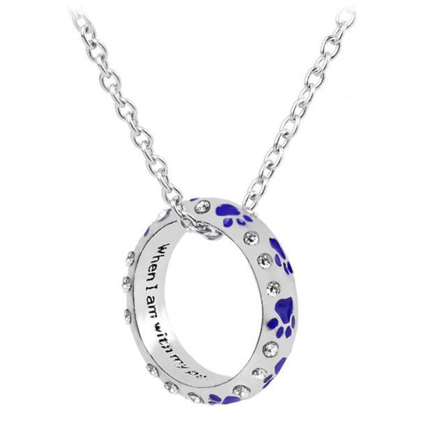 "When I Am With My Pet... I Am Complete" Dog Paw Necklace-DogsTailCircle