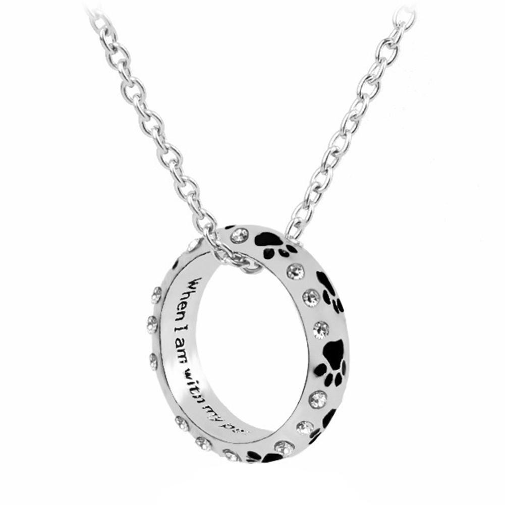 "When I Am With My Pet... I Am Complete" Dog Paw Necklace-DogsTailCircle