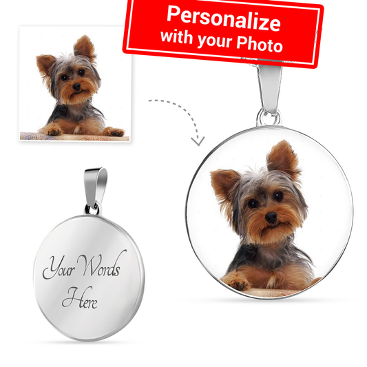 Your DOGS photo on this Luxury Necklace with Circle Pendant-DogsTailCircle