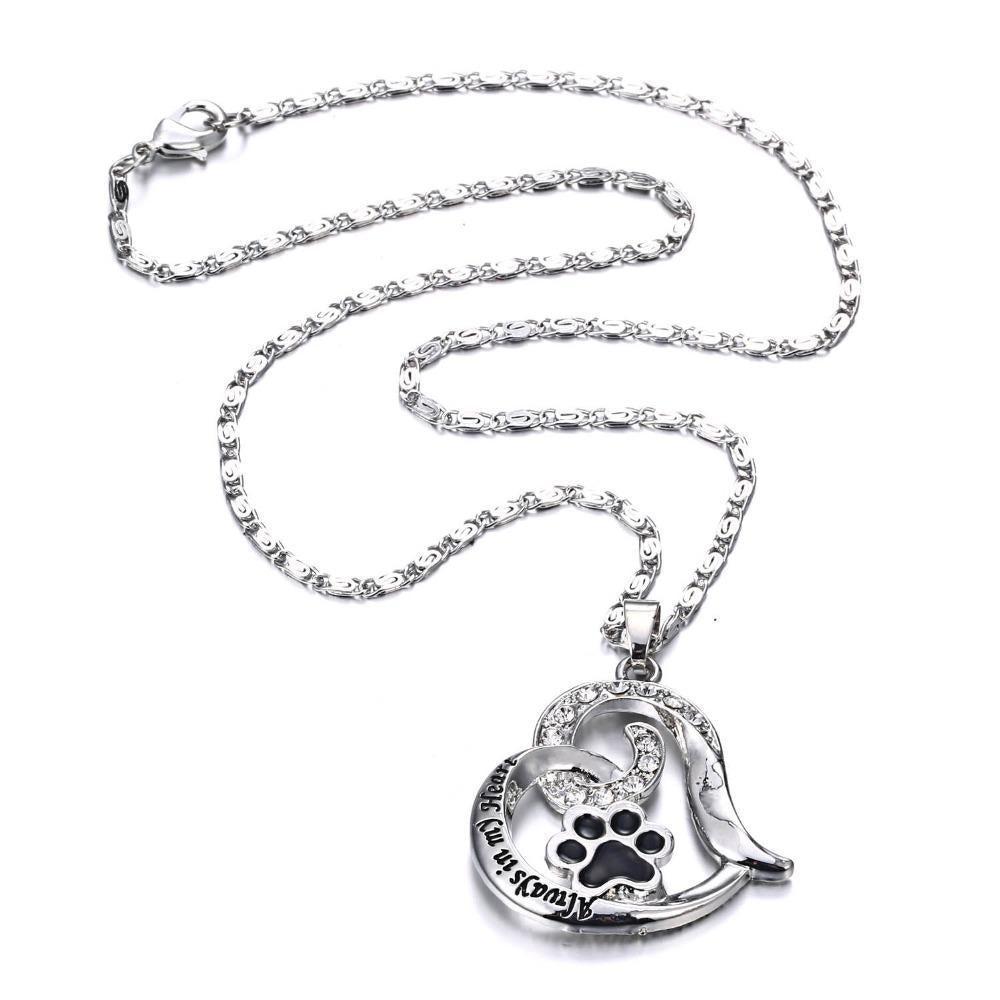 'Always in my Heart' Paw Pendant Necklace-DogsTailCircle