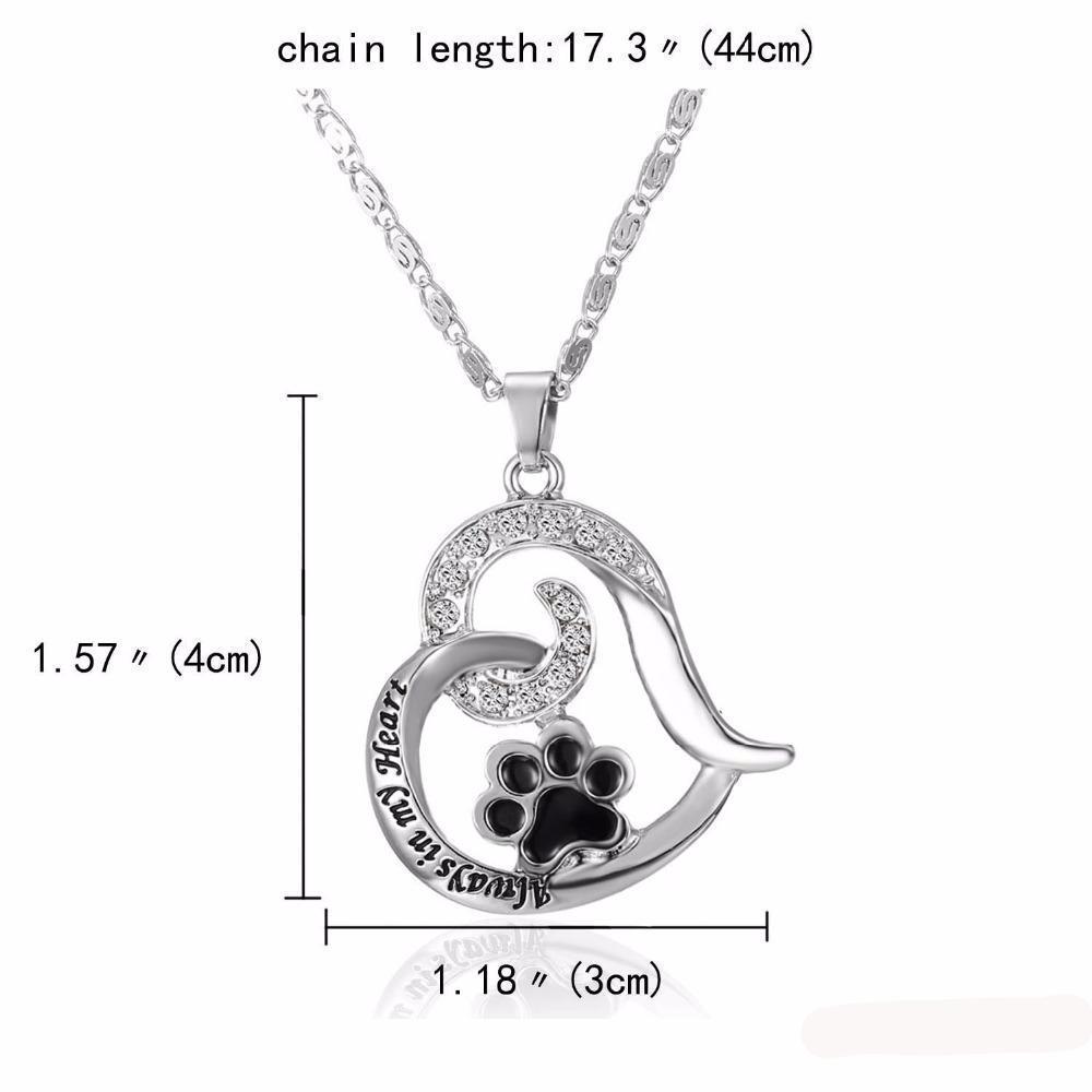 'Always in my Heart' Paw Pendant Necklace – Dogs Tail Circle