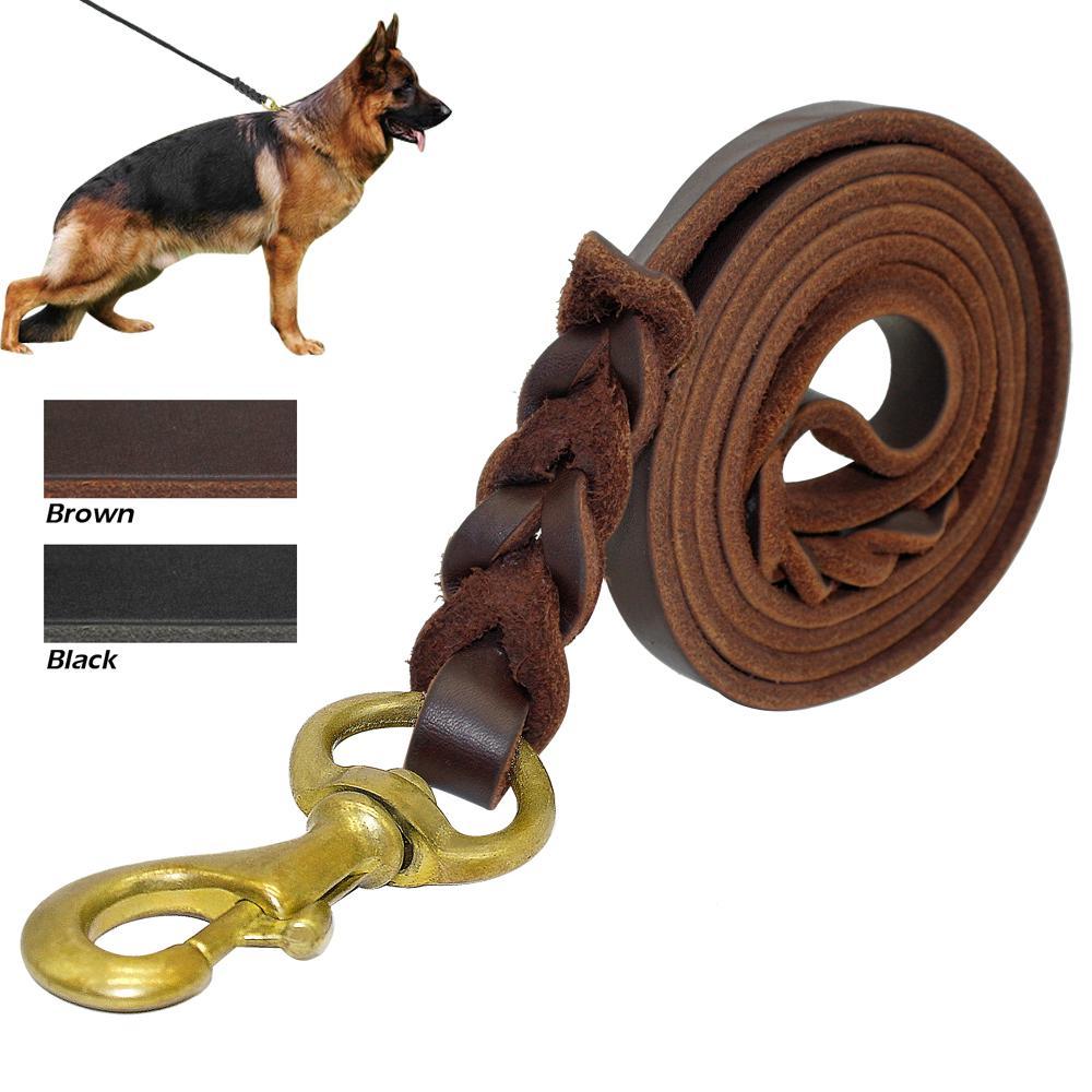 Braided Real Leather K9 Dog Leash - German Shepherd-DogsTailCircle