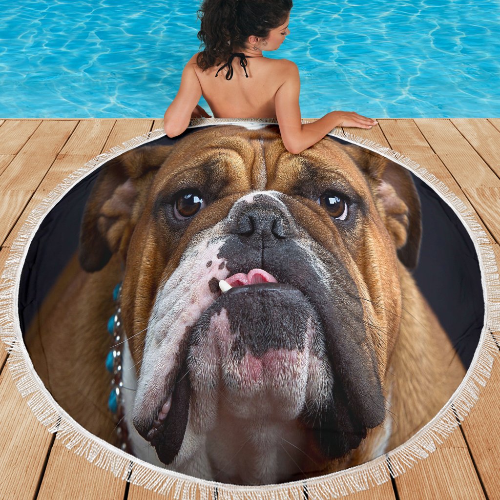 Bulldog Lovers Beach Blanket-DogsTailCircle