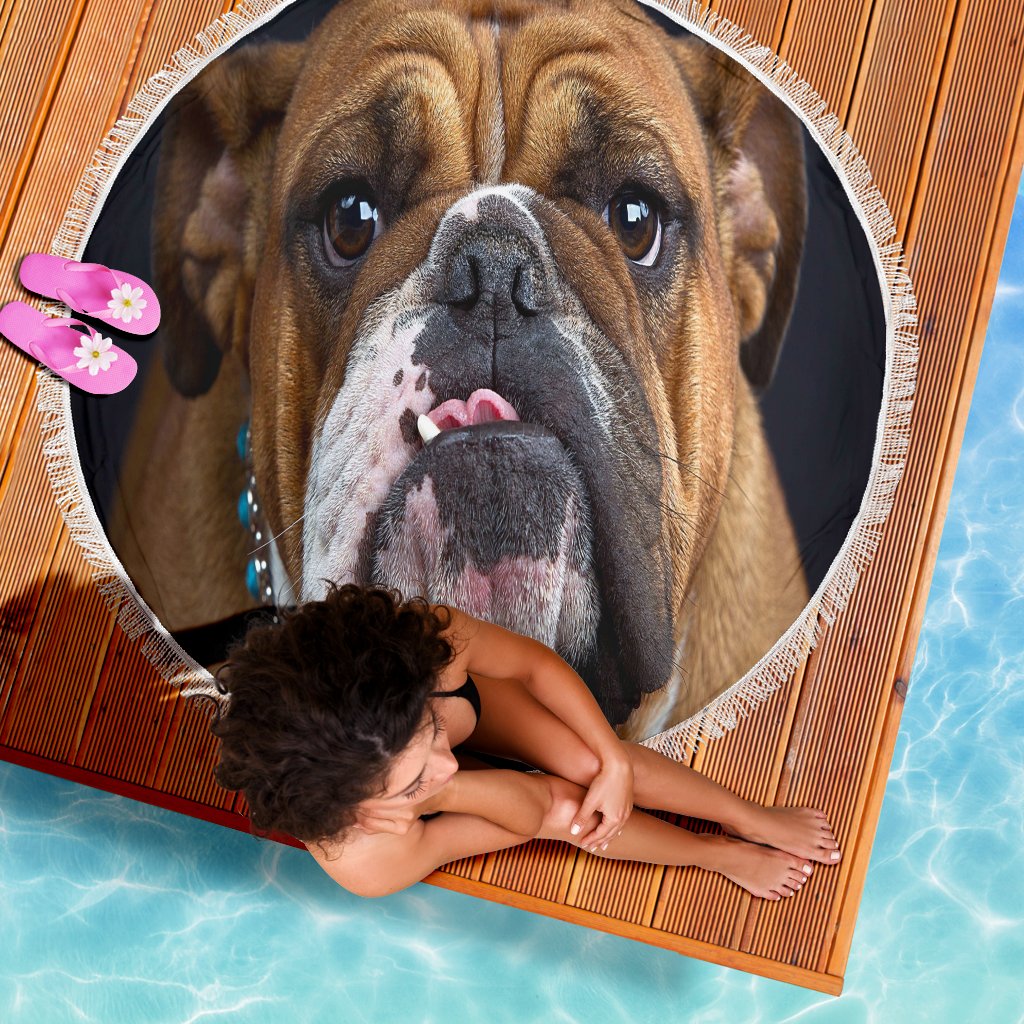 Bulldog Lovers Beach Blanket-DogsTailCircle