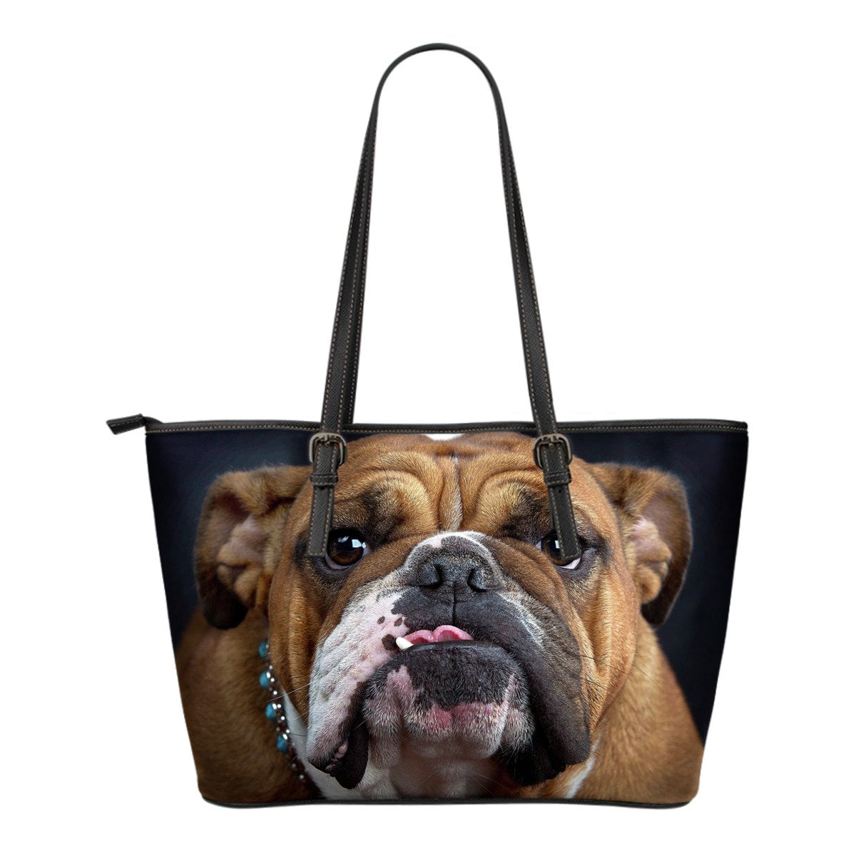 Bulldog Lovers Small Leather Tote-DogsTailCircle