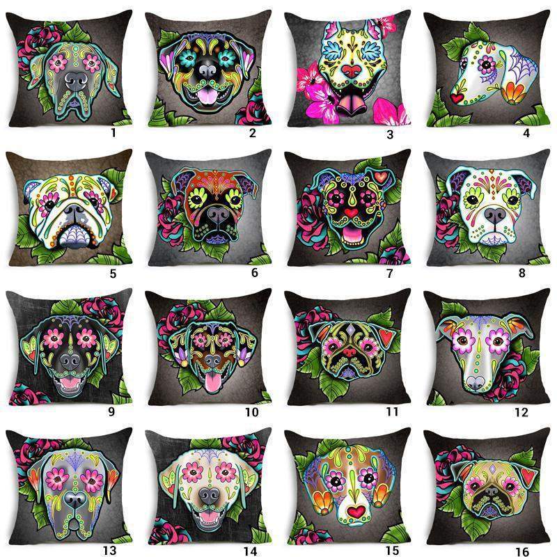 Mandala Floral Dog Love Throw Pillow Cover-DogsTailCircle