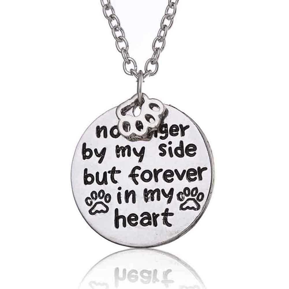 'No Longer by My Side But Forever In My Heart' Paw Necklace-DogsTailCircle