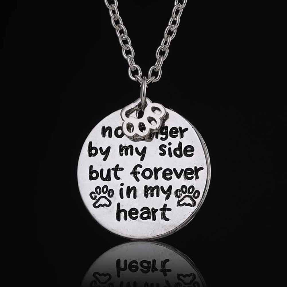 'No Longer by My Side But Forever In My Heart' Paw Necklace-DogsTailCircle