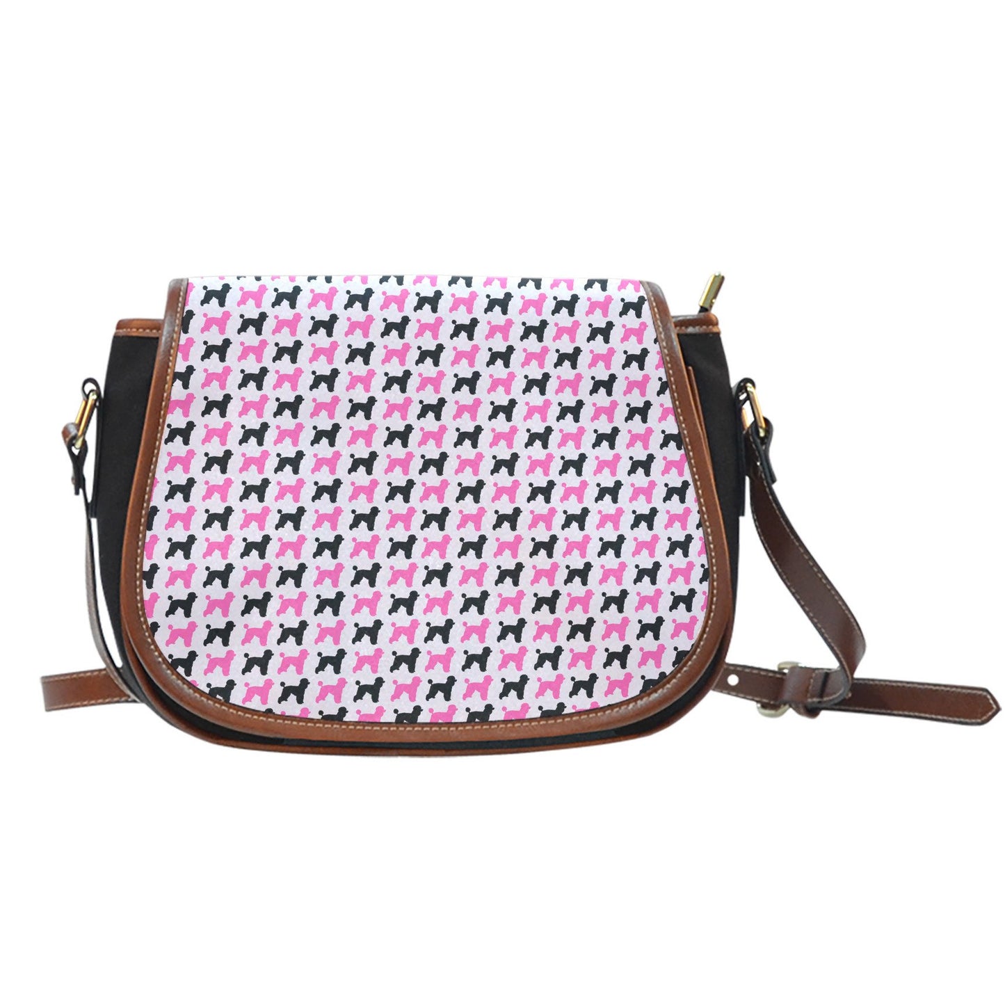 Pink Poodle Dog Canvas Saddle Bag-DogsTailCircle
