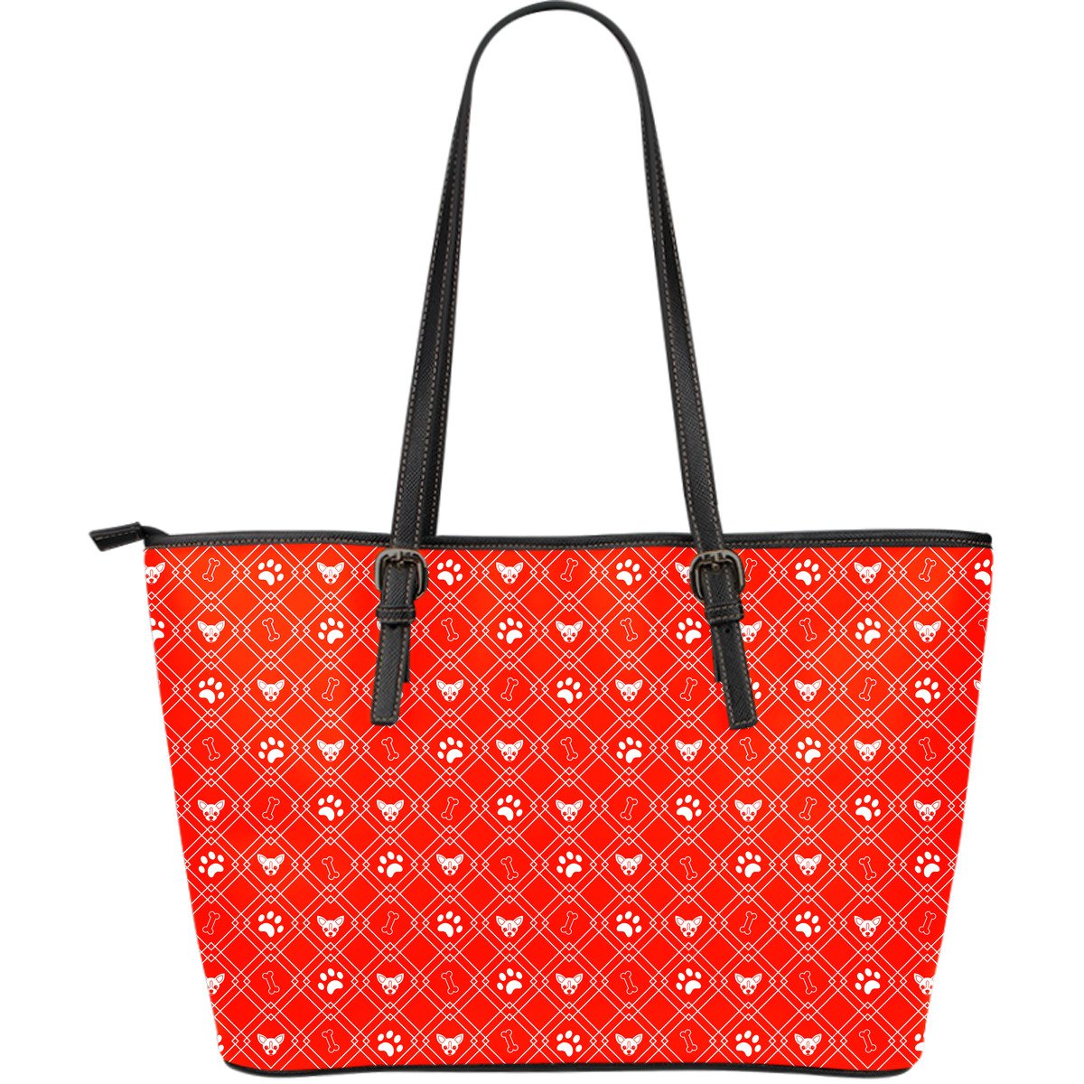 Red Dog Lover Large Leather Tote-DogsTailCircle