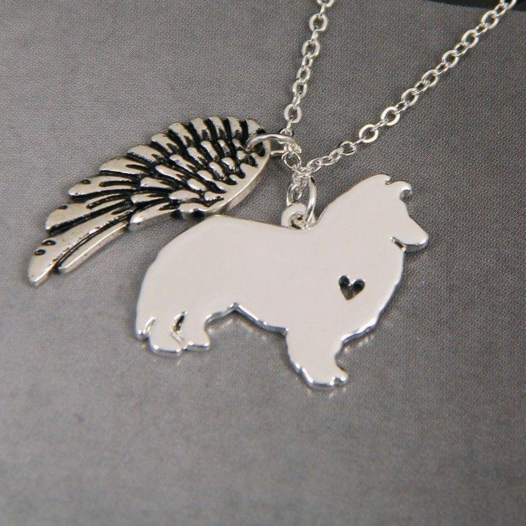 Sheltie Sheepdog My Angel with Wings Dog Necklace-DogsTailCircle
