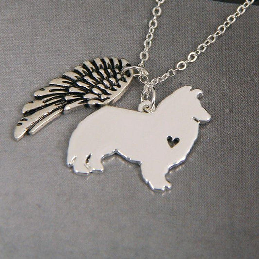 Sheltie Sheepdog My Angel with Wings Dog Necklace-DogsTailCircle