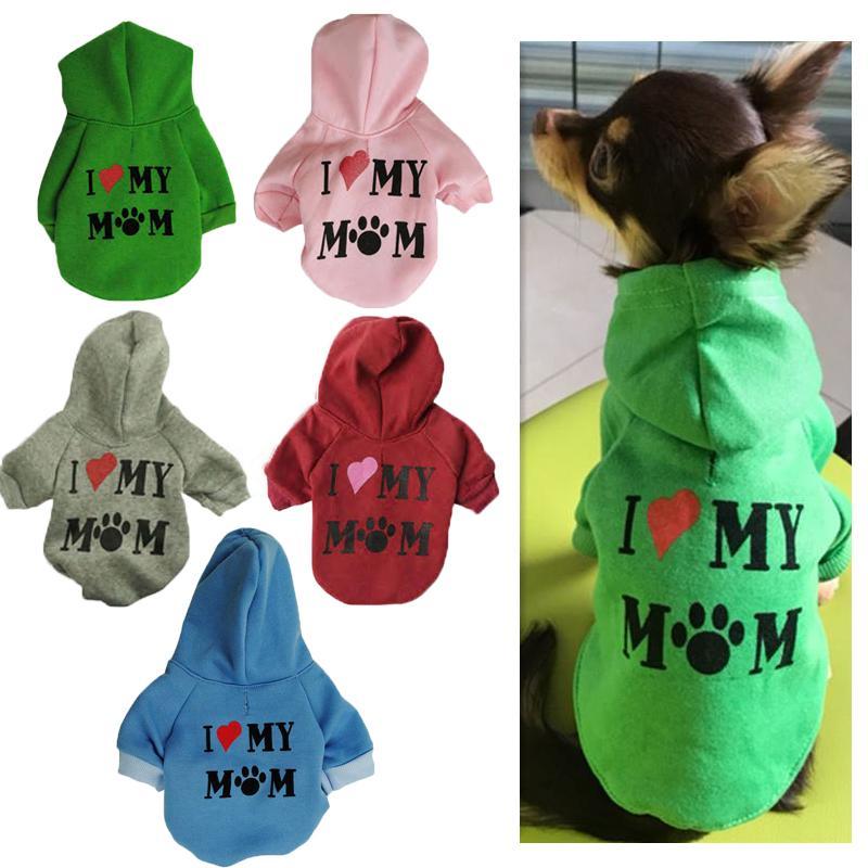 Warm 'I Love Mom' Dog Hoodie-DogsTailCircle
